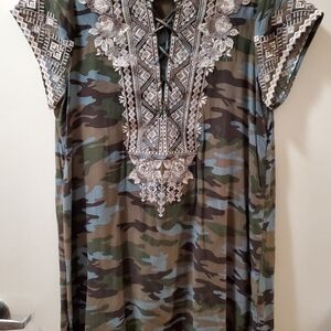 Savanna Jane Camouflage Top with Embroidery